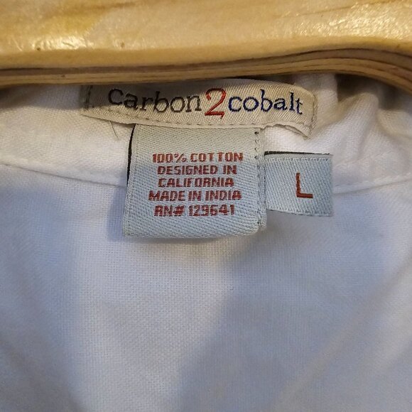 Carbon 2 Cobalt Button Up White Dress Shirt Size Large Long‎ Sleeves - Picture 4 of 6